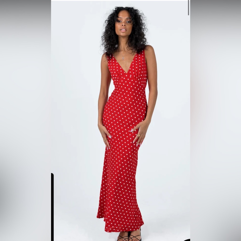 Nellie Red Polka Dot Maxi Dress